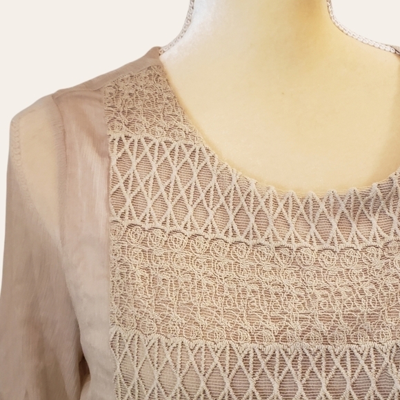 Krazy Kat small sheer crochet chiffon tunic Nwt Cottagecore T34 - Picture 2 of 5